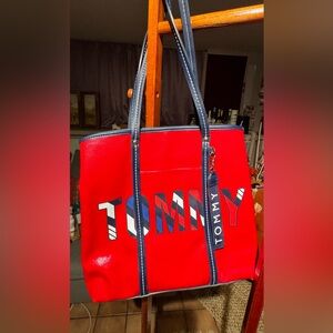 Tommy Hilfiger Vibrant Red and Navy Tote
